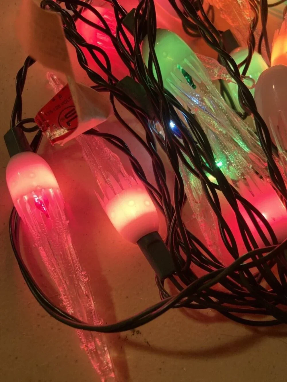 Midget Icicle Lights 20 Multicolor  Indoor Outdoor String Christmas Lights